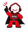 Boxi wskazuje palcem w górę