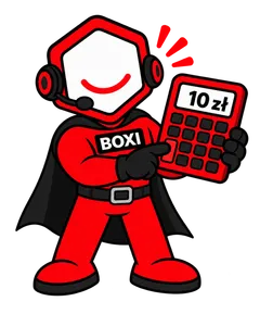 Boxi pokazuje kalkulator z wynikiem 10 zł